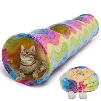 wholesale 3 way outdoor collapsible foldable pet toy cat tunnel